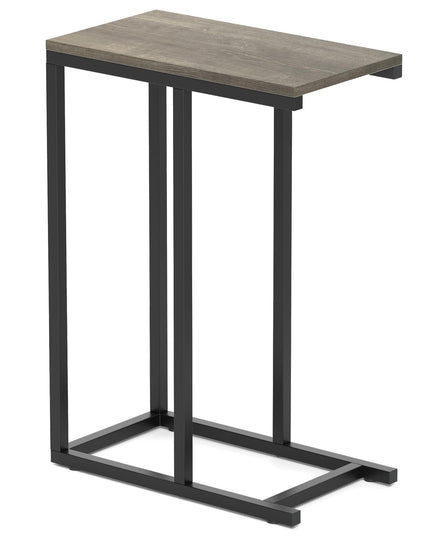 Giantex C Shaped End Table, Small Side Table for Sofa, Couch Table That Slide Under with Metal Frame