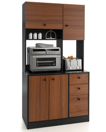 Giantex Kitchen Pantry, Buffet Hutch with 3 Storage Cabinet, 71'' Floor Large Cupboard with 3 Deep Drawers