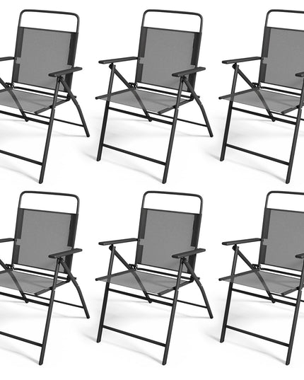 Giantex 6 Pieces Patio Folding Chairs, Outdoor Patio Chairs with Rustproof Metal Frame