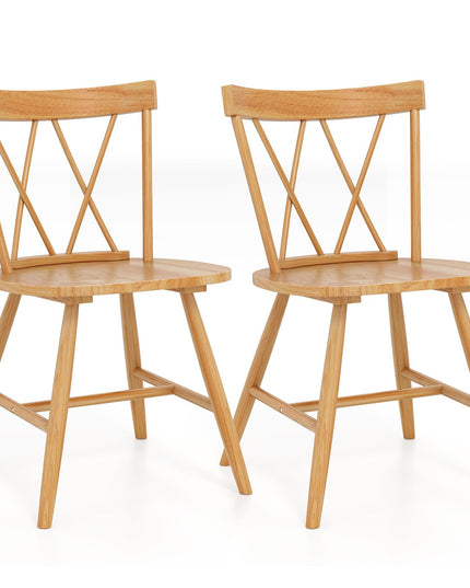 Giantex Wooden Dining Chairs Set of 2/4, Farmhouse Windsor Kitchen Chairs w/Cross Back, Wide Seat