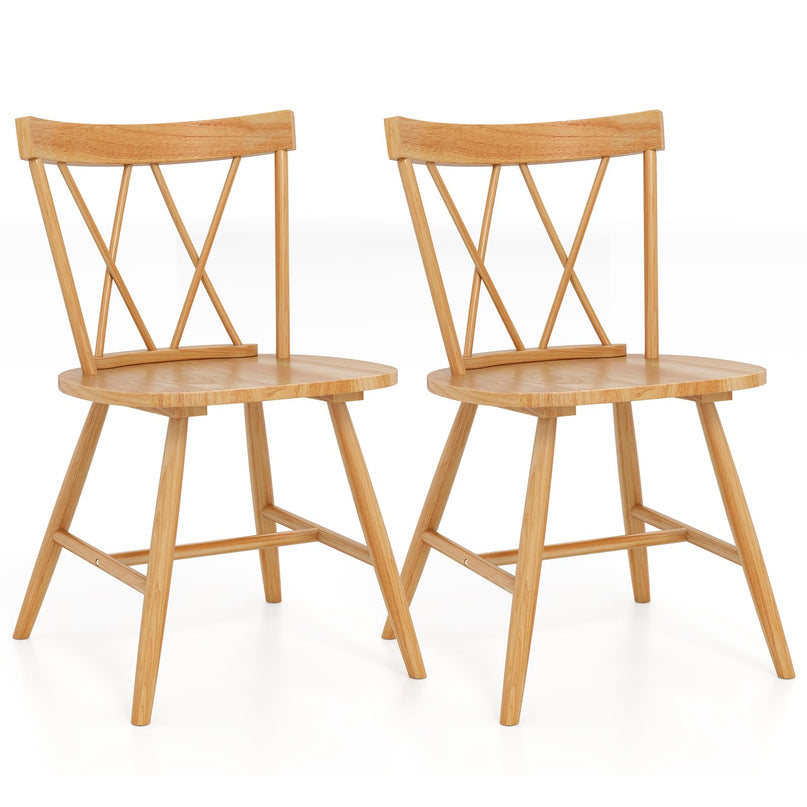 Giantex Wooden Dining Chairs Set of 2/4, Farmhouse Windsor Kitchen Chairs w/Cross Back, Wide Seat
