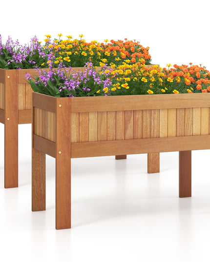 Giantex Wooden Raised Garden Bed, Solid Wood Elevated Planter Box w/Legs, 35”Lx 16”Wx24”H