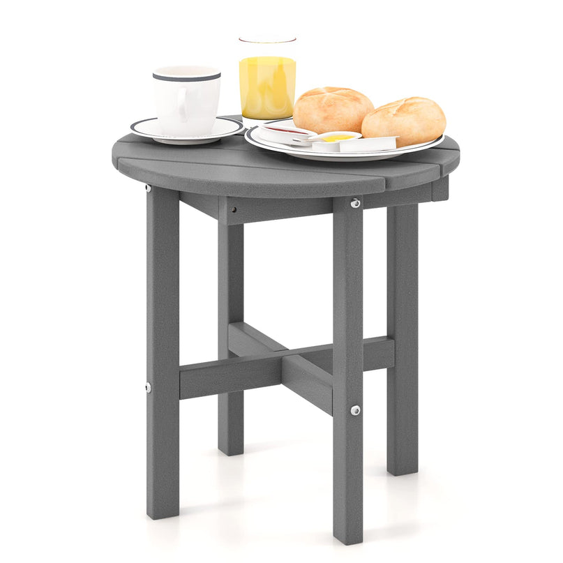 Giantex Small Outdoor Side Table - Weather-Resistant HDPE Adirondack Round End Table