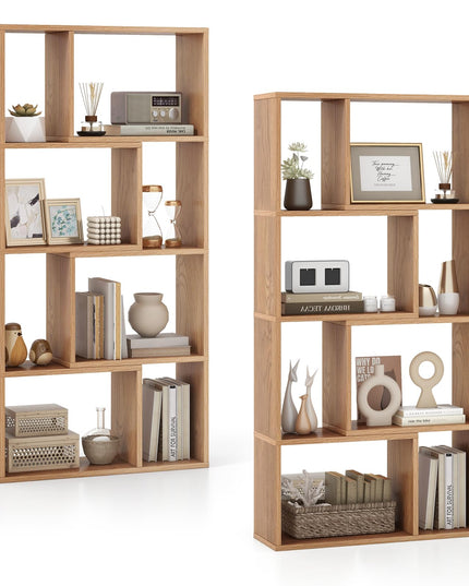 Giantex 8-Cube Geometric Bookshelf Set of 1/2, 4-Tier High Bookcase, 48" Modern Storage Organizer
