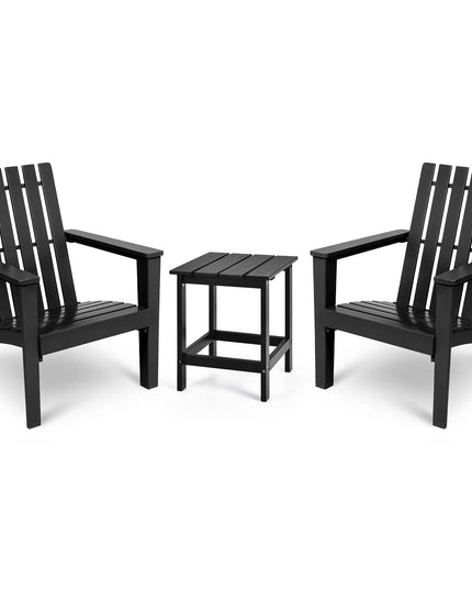 Giantex Wood Adirondack Chair & Side Table Set, Patio Bistro Set with Slatted Design
