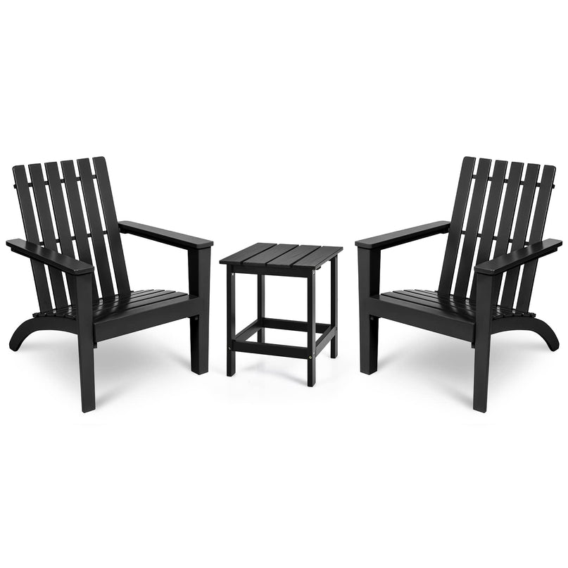 Giantex Wood Adirondack Chair & Side Table Set, Patio Bistro Set with Slatted Design
