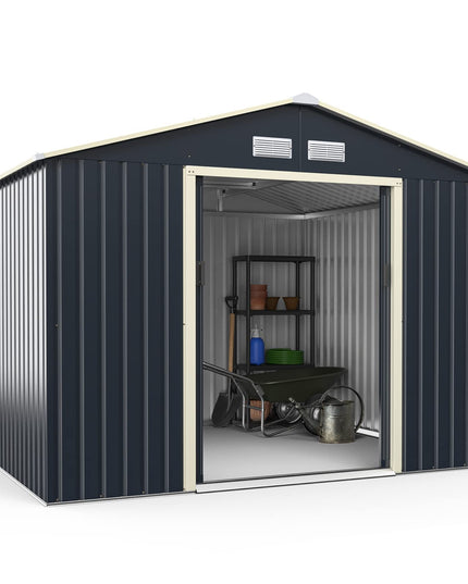 Outdoor Storage Shed with Double Sliding Door
