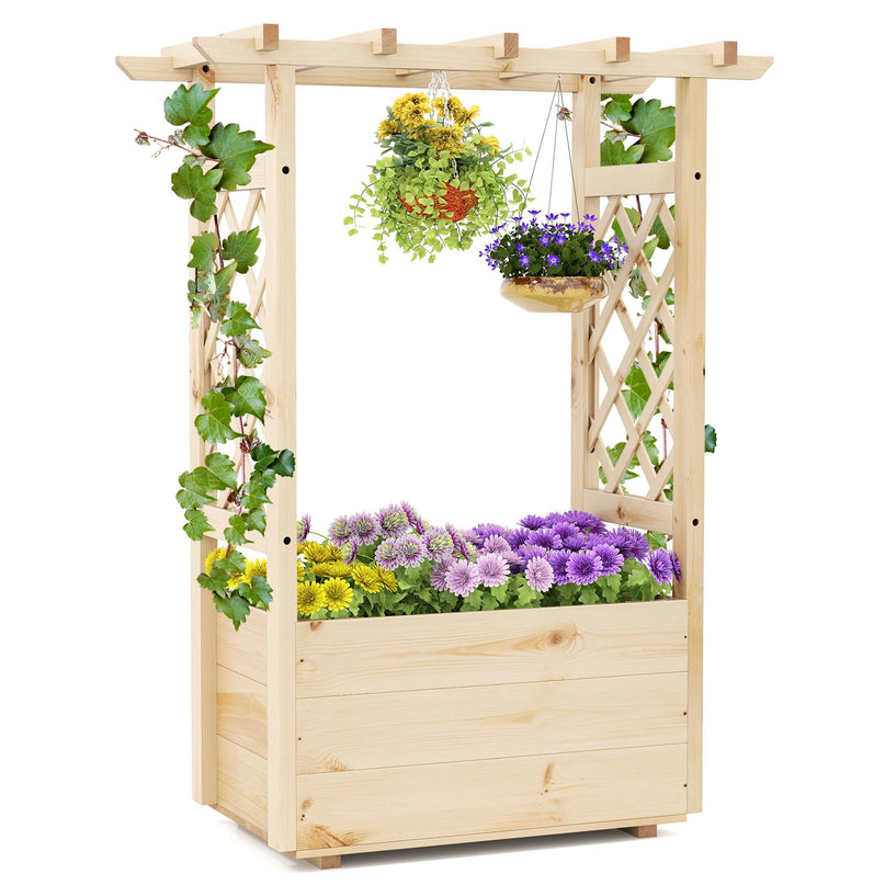 Giantex Raised Garden Bed with Sided Trellis & Hanging Roof ( 31”x16”x41” )