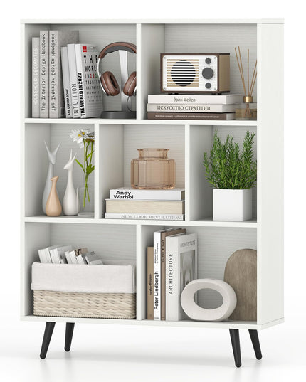 Giantex 7-Cube Bookcase 3-Tier Modern Bookshelf with 4 Metal Legs(31.5" x 9.5" x 42")