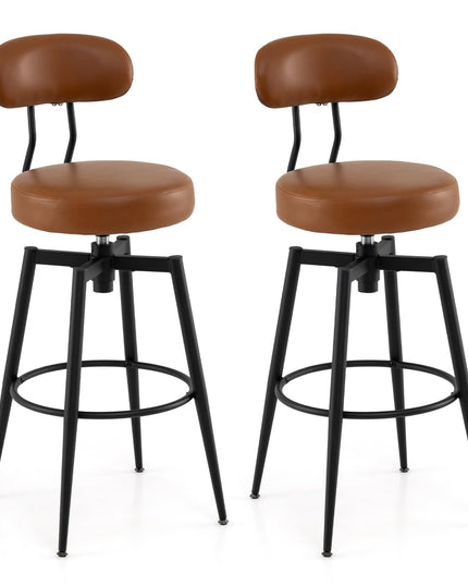 Giantex Swivel Barstools Set w/Upholstered Seat & Back
