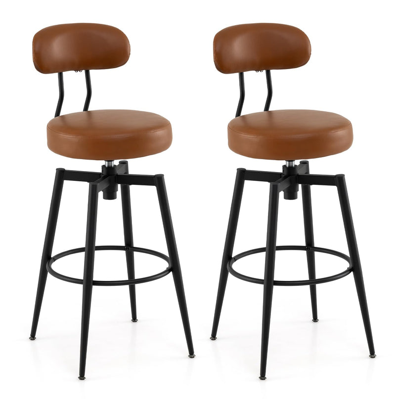 Giantex Swivel Barstools Set w/Upholstered Seat & Back