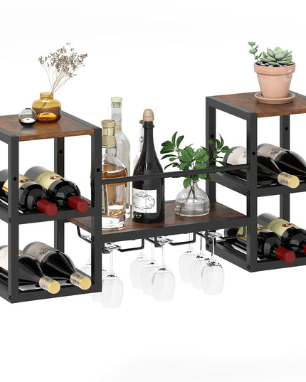 Giantex Wine Rack Wall Mounted with 3 Glass Holders