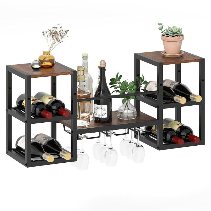 Giantex Wine Rack Wall Mounted with 3 Glass Holders