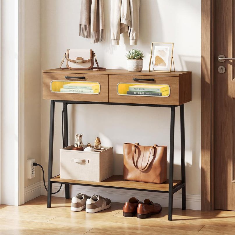 Giantex Console Table with LED Lights for Living Room Hallway Entrance