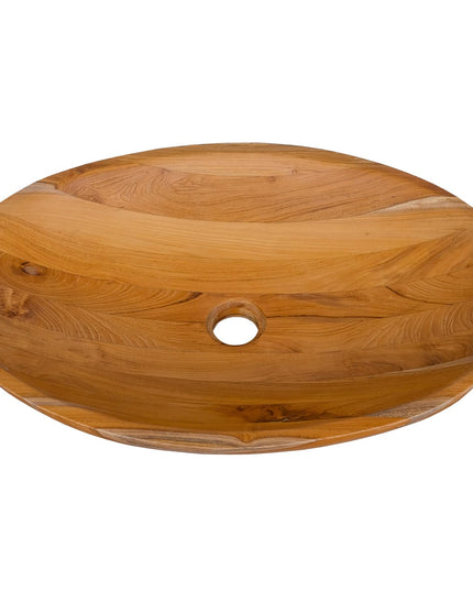 Giantex Teak Wood Vessel Sink - Bathroom Washbasin with Smooth Finish, No Assembly Art Basin (23.5” x 16” x 4.5”)