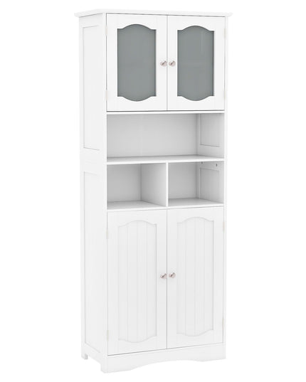 Giantex 58.5" Tall Storage Cabinet - Pantry Cabinet with Tempered Glass Doors, Adjustable Shelves