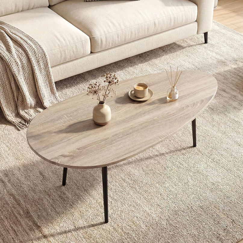 Table basse ovale Giantex, table d'appoint de style Mid-Century Modern