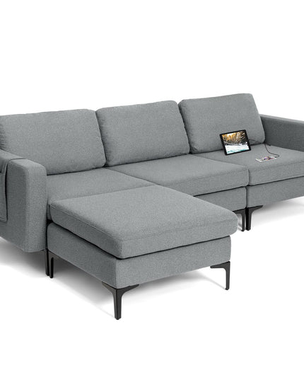 Giantex 94.5" L Convertible Sofa Couch, 3 Seat Sectional Sleeper with USB Ports & Socket