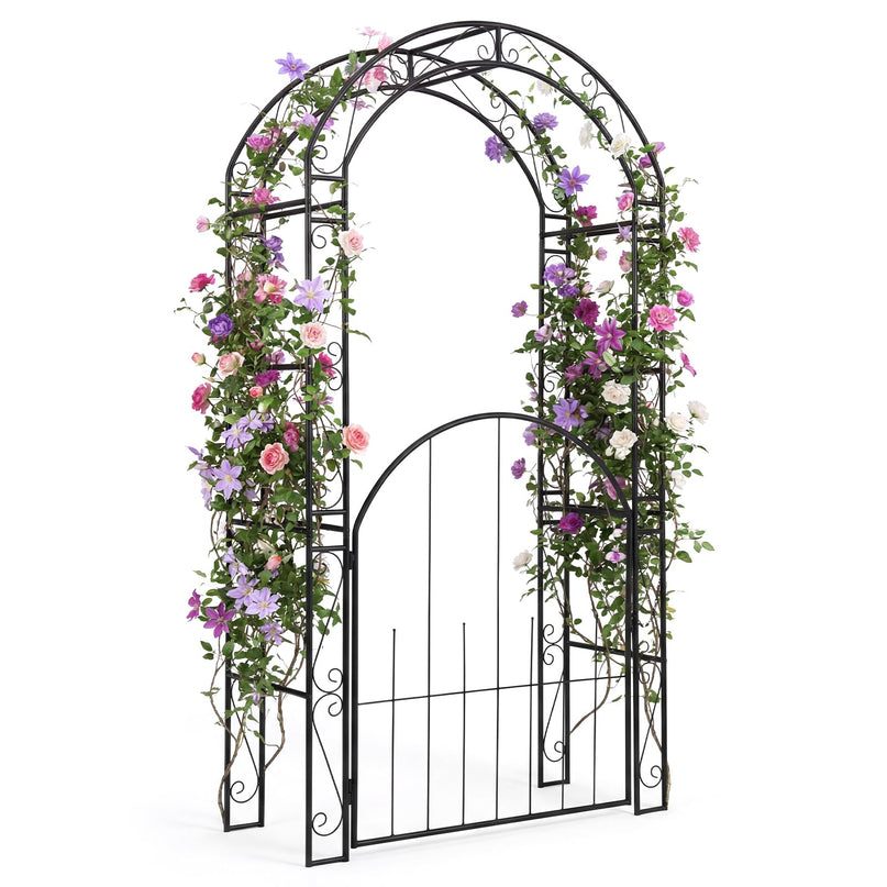 Giantex 84'' Garden Arbor with Gate for Climbing Plants Vines Roses