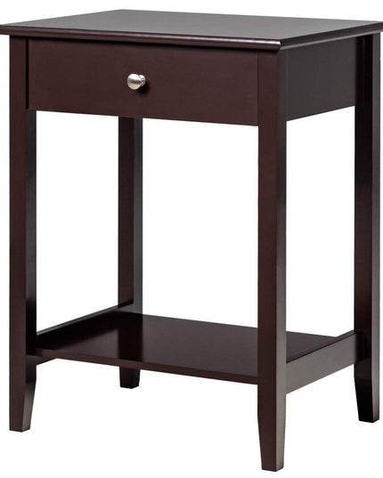 Nightstand Wooden 2-Tier Couch Sofa Side Table with Drawer, End Table