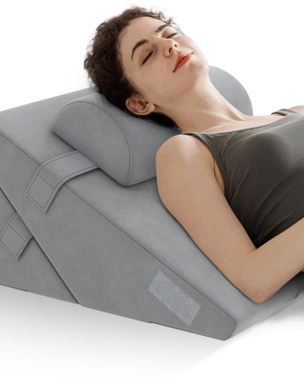 Giantex Bed Wedge Pillow for Sleeping, 12 Inch Adjustable Triangle Pillow with Air Memory Foam