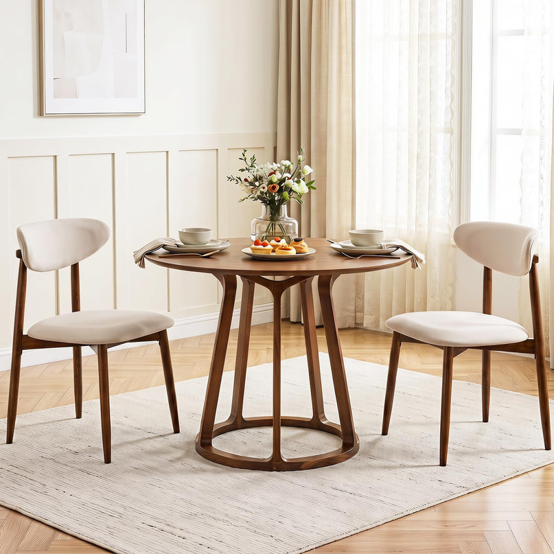 Giantex Wooden Dining Chairs Set of 2/4 with Curved Back & Fabric Padded Seat