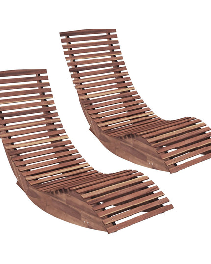 Giantex Outdoor Chaise Lounge Chair - Set of 2 Acacia Wood Outdoor Lounger