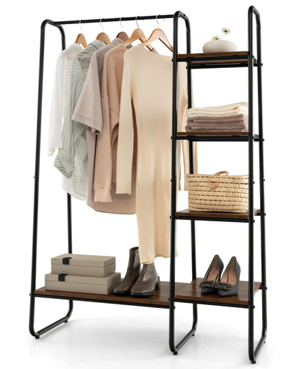 Giantex Clothes Rack with Shelves, Industrial Garment Rack with 5-Tier Shelves