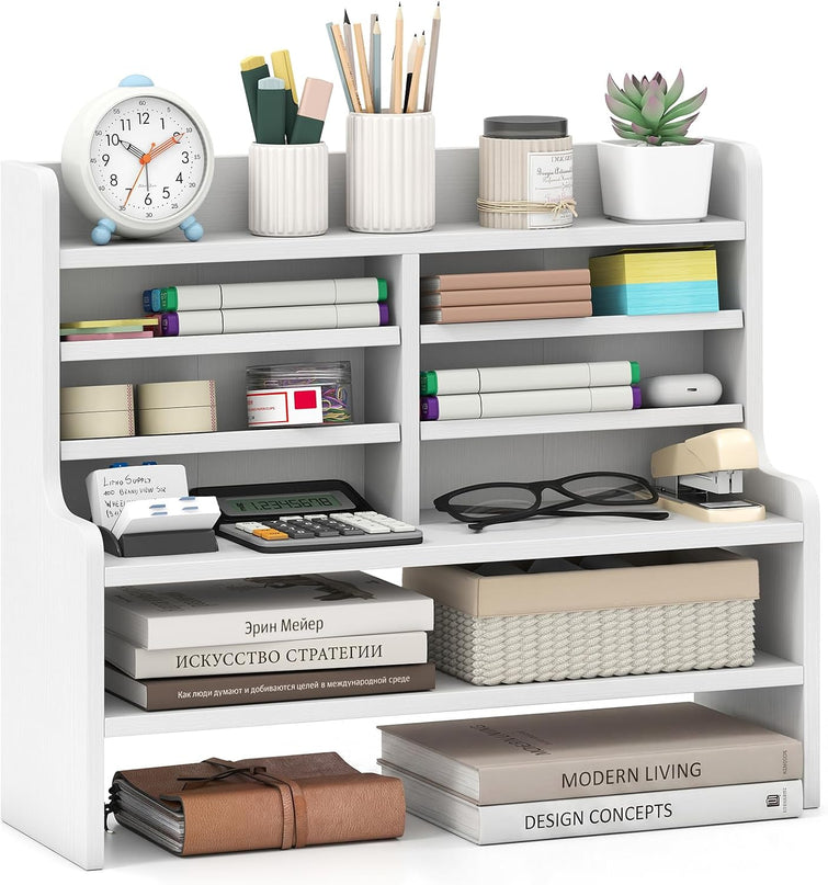 Giantex 19.5" Wooden 6 Tier Storage Rack with 2 Removable Shelves