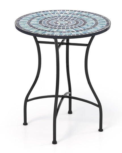 Giantex 24 Inch Patio Bistro Table, Mosaic Round Table w/Ceramic Tile Tabletop