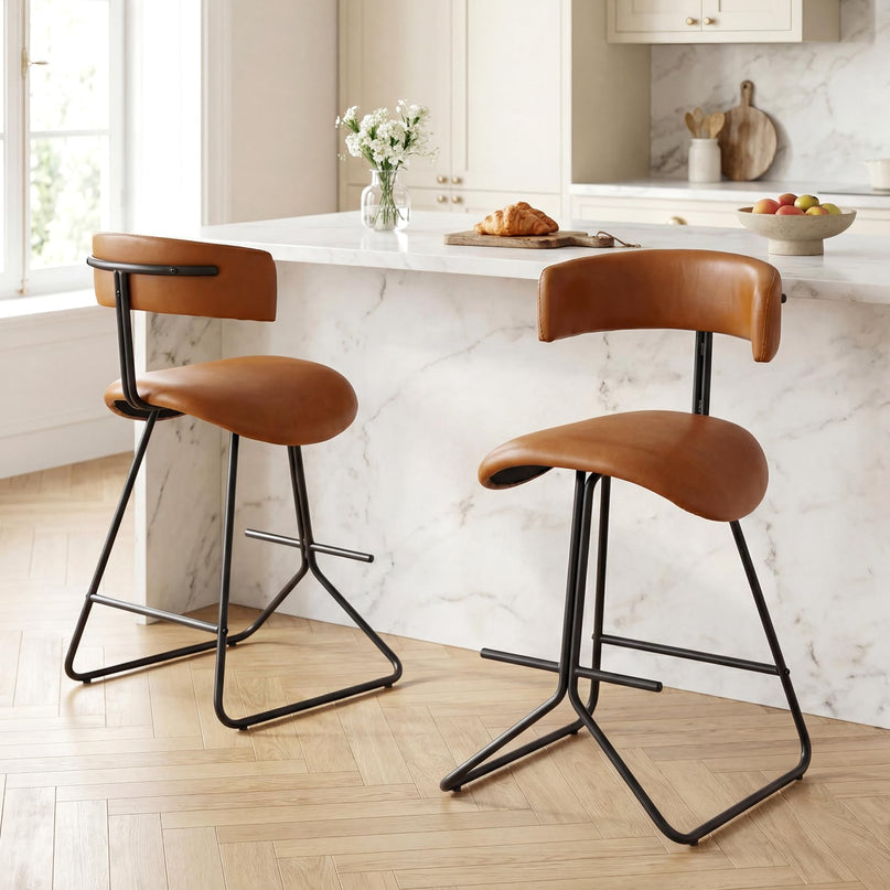 Chaises de comptoir Giantex 25" sans accoudoirs, rembourrées en similicuir, avec pieds et repose-pieds en métal