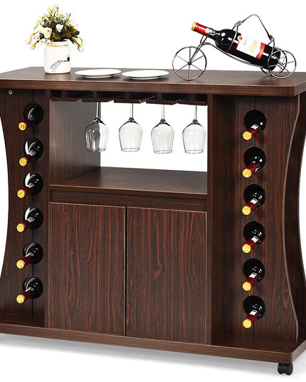 Buffet Server, Rolling Sideboard, Wood Credenza, Console Table