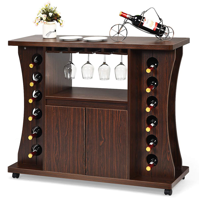 Buffet Server, Rolling Sideboard, Wood Credenza, Console Table
