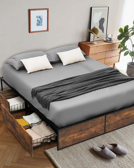 Giantex Metal Bed Frame with 4 Drawers