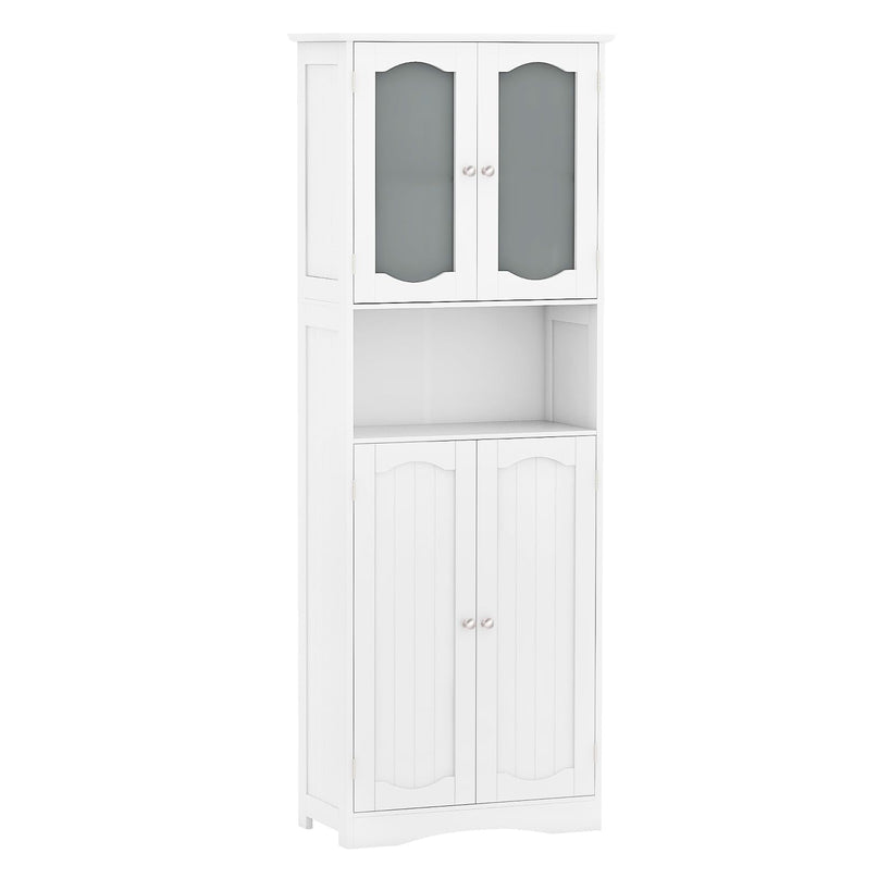 Giantex 64.5" Tall Bathroom Cabinet, Pantry Cabinet with Tempered Glass Doors, Adjustable Shelves