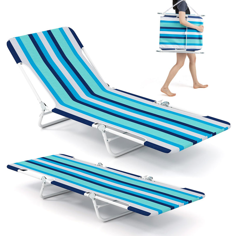 Chaise longue de patio Giantex colorée avec sangle de transport à 5 positions et cadre métallique