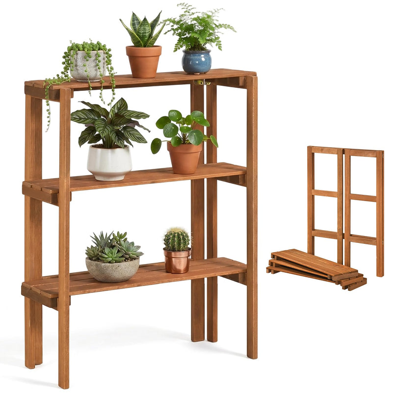 Giantex Foldable Plant Shelf for Garden Patio Balcony