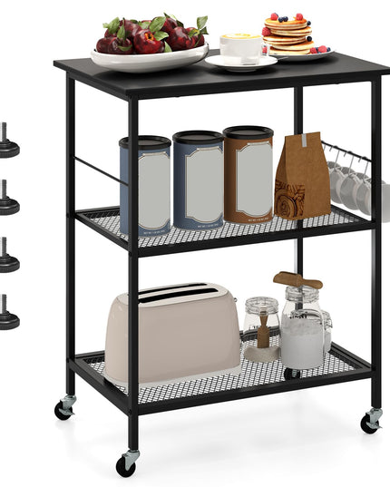 Giantex 3 Tier Kitchen Bake's Rack, Rolling Microwave Cart, Industrial Bar Service Cart
