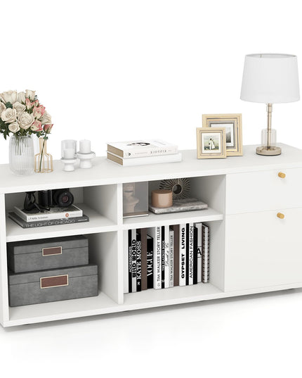 Giantex TV-Stand for Bedroom Entertainment Center - Modern TV Console Cabinet with 2 Drawers, 4 Compartments