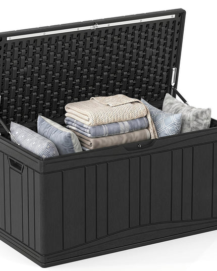 Giantex 80 Gallon HDPE Outdoor Deck Box w/Gas Struts & Lock-Compatible