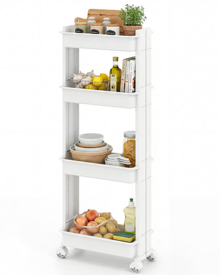 Giantex 4-Tier Slim Rolling Storage Cart 9" W Narrow Slide