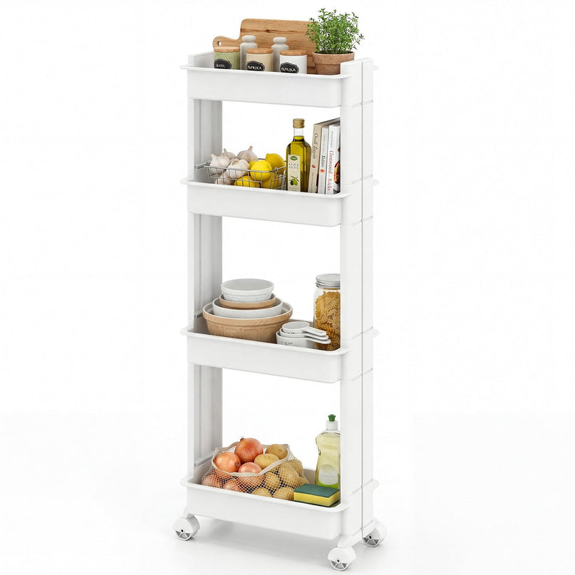 Giantex 4-Tier Slim Rolling Storage Cart 9" W Narrow Slide