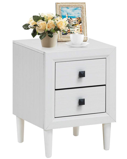Nightstand Wooden W/Two Storage Drawers and Handles
