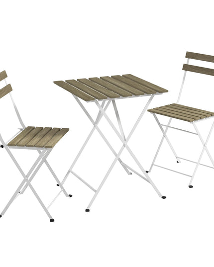 Giantex 3-Piece Acacia Wood Bistro Set with 2 Folding Chairs, Slatted Seat & Tabletop