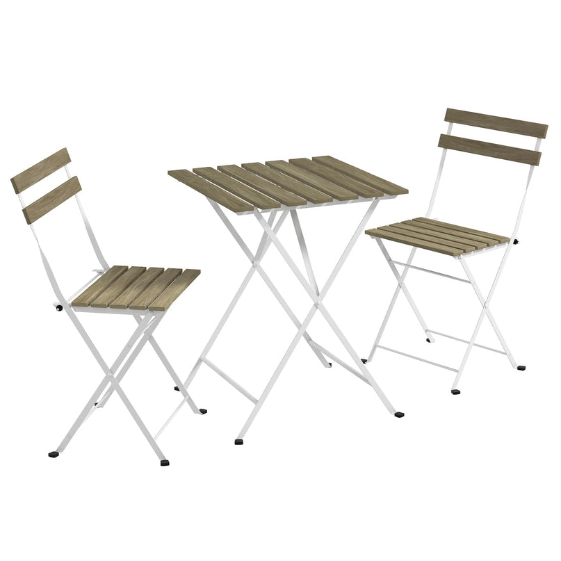 Giantex 3-Piece Acacia Wood Bistro Set with 2 Folding Chairs, Slatted Seat & Tabletop