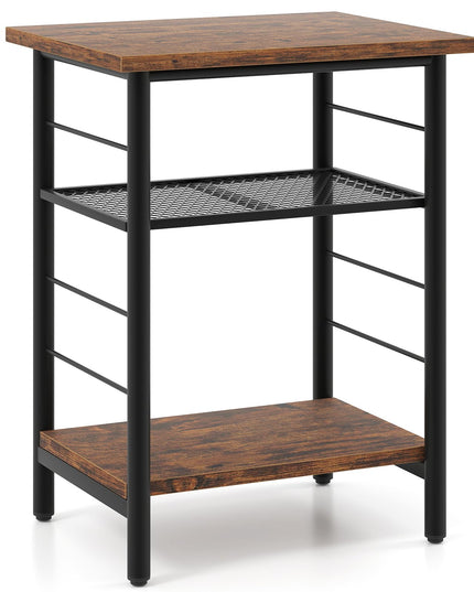 Giantex 3 Tier Side Table with Adjustable Mesh Shelf