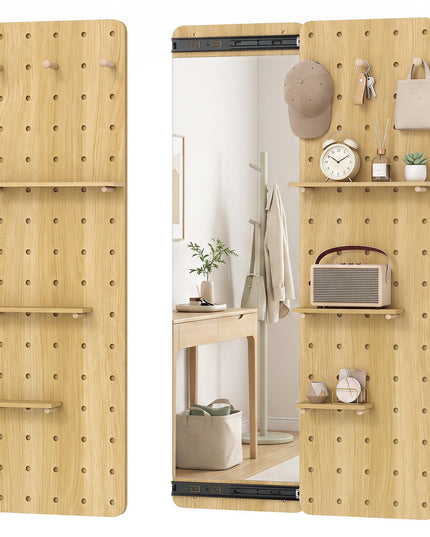 CHARMAID 55" Full Length Wall Mirror with Sliding Pegboard