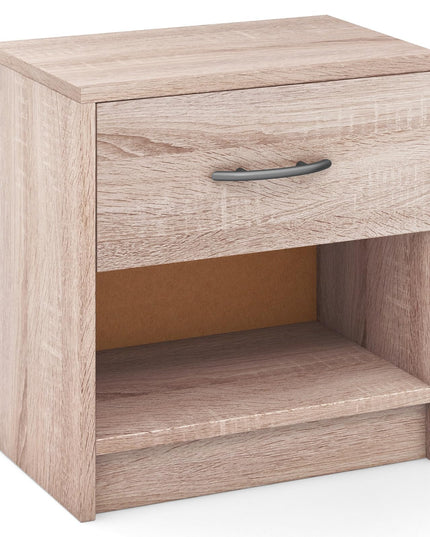 Giantex Night Stand Set of 1/2 with Drawer, Wood  End Table with Open Storage Shelf for Bedroom