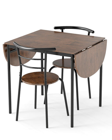 Giantex 3-Piece Dining Table Set for 2 - Kitchen Table Chair Set with 55” Drop Leaf Dinner Table, Dining Chairs