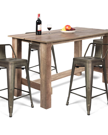 Giantex 5 Pieces Dining Table Set, Rectangular Counter Height Table w/ 4 Metal Bar Stools
